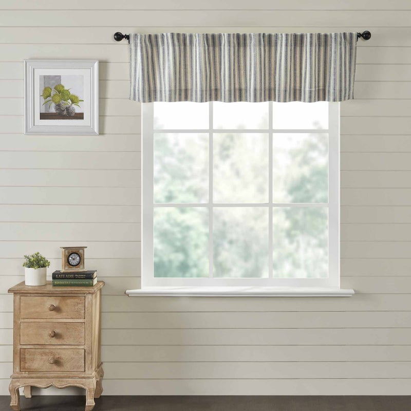 Piper Classics Market Place Blue Ticking Stripe Valance Curtain - Image 2